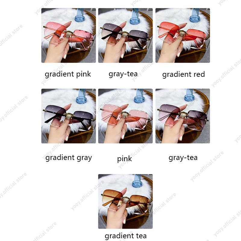 Kính mát không gọng tròng màu gradient chống tia UV400, thời trang cho nữ vs nam, đeo vào siêu xinh.