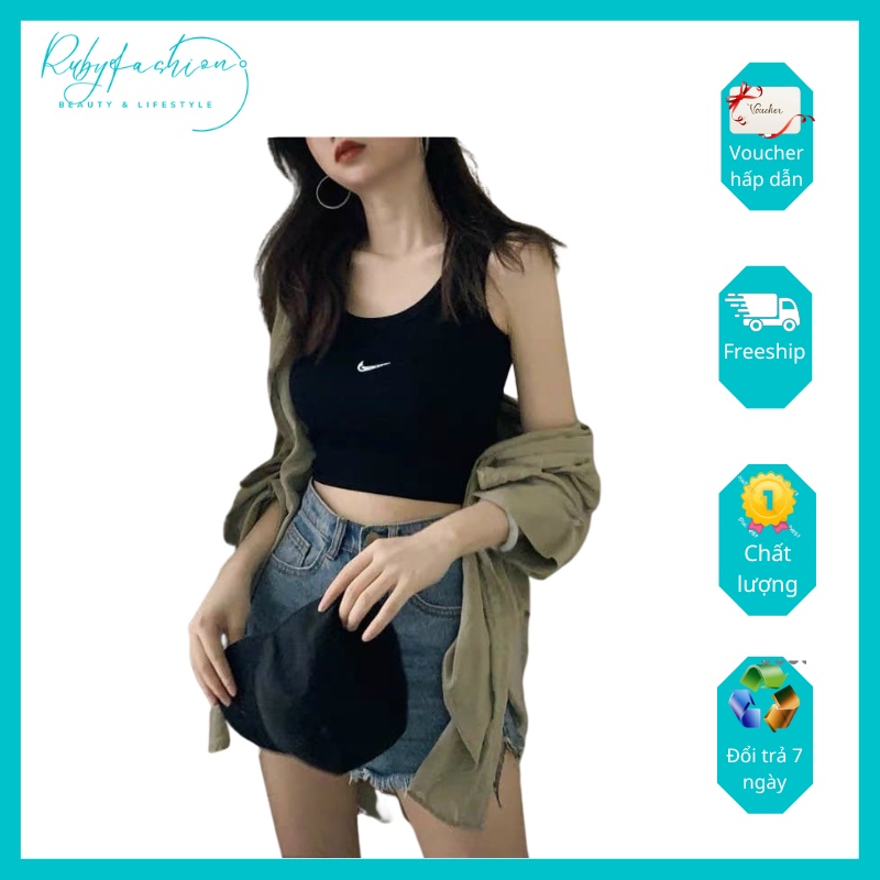 Áo balo nữ body tích phẩy áo sát nách nữ croptop cổ tròn 2 màu đen trắng chất cotton thấm hút tốt XuongRubyTam