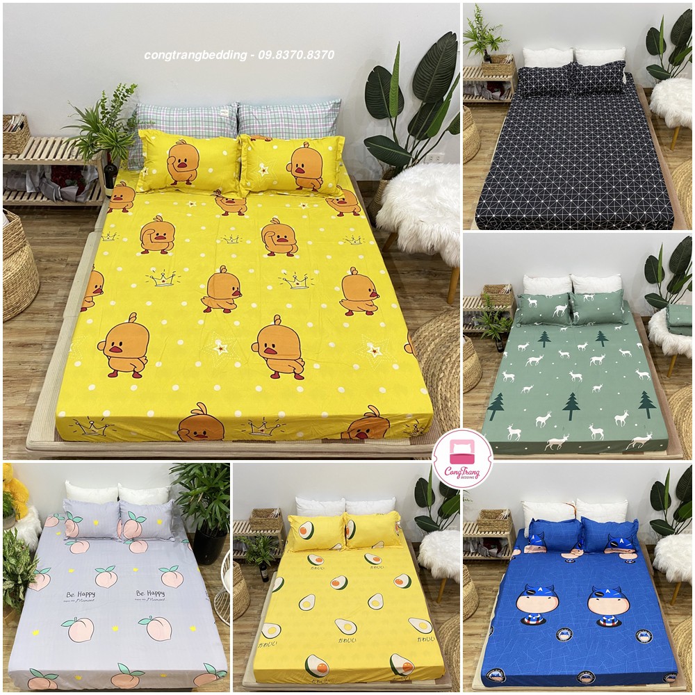 Ga Trải Giường Kèm 2 vỏ gối , drap trải giường Poly Cotton M6/M8 Nhiều Mẫu Tùy Chọn