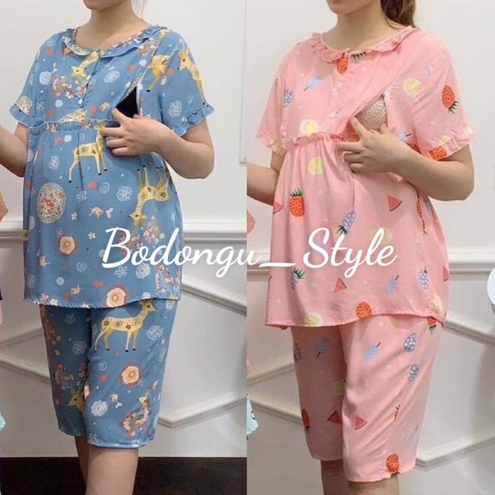 Bộ đồ bầu và sau sinh LỬNG mùa hè CHẤT LANH THÁI SIÊU MỊN MÁT (có khóa kéo cho bé ti) BL836
