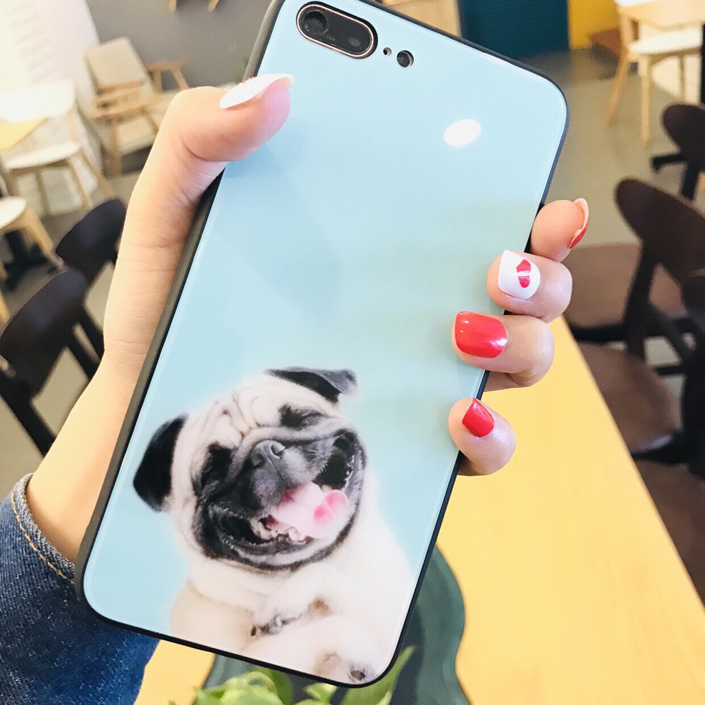 Ốp lưng iphone - Ốp kính CÚN PUG dành cho iphone 6 đến 14promax - k245