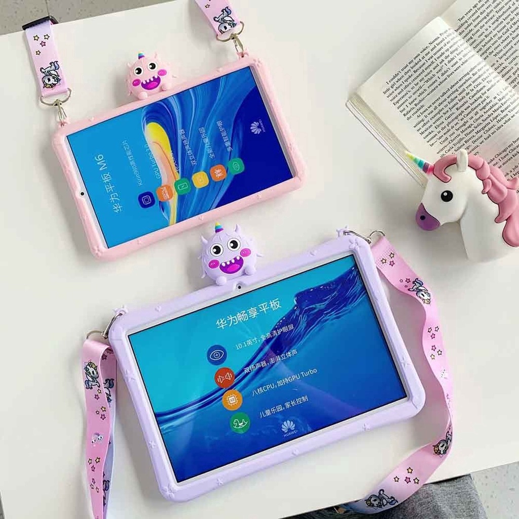 Only For Samsung Galaxy Tab A 8.0 inch 2019 SM-T290 SM-T295 SM-T297 T290 T295 T297 Tablet Monster Case Soft Silicone Shockproof Cover with Strap