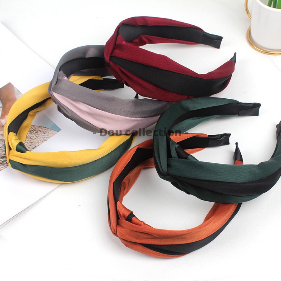 [NowShip2h] Cài tóc bờm tóc băng đô nữ đẹp vải phối hai màu sang trọng gọng nhựa phong cách Hàn Quốc nhiều màu -Mã CT015