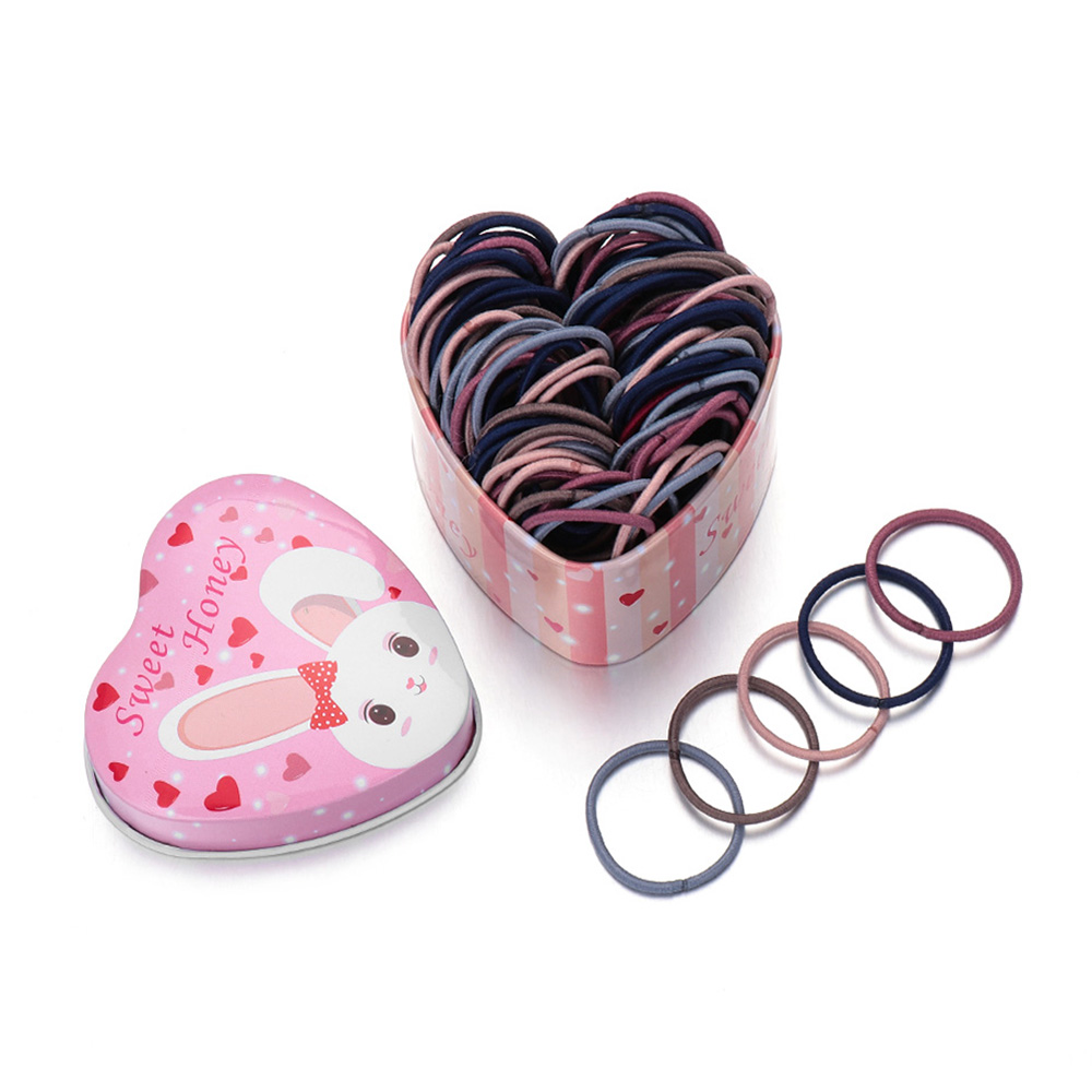 (Hàng Mới Về) Hộp 50 Dây Chun Buộc Tóc Nhiều Màu Sắc Xinh Xắn