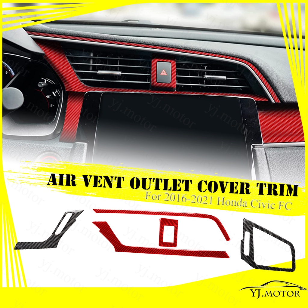 Cho 2016 - 2021 Honda Civic FC Air Vent Outlet Cover Viền Aircond Outlet Thật Sợi Carbon Bảo Vệ Tran