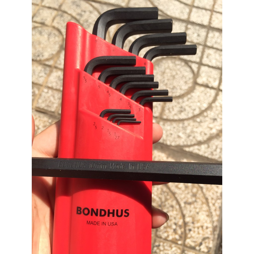 Bộ lục giác hiệu Bondhus sản xuất tại Mỹ hê Mét 15 cây full size mã 10995