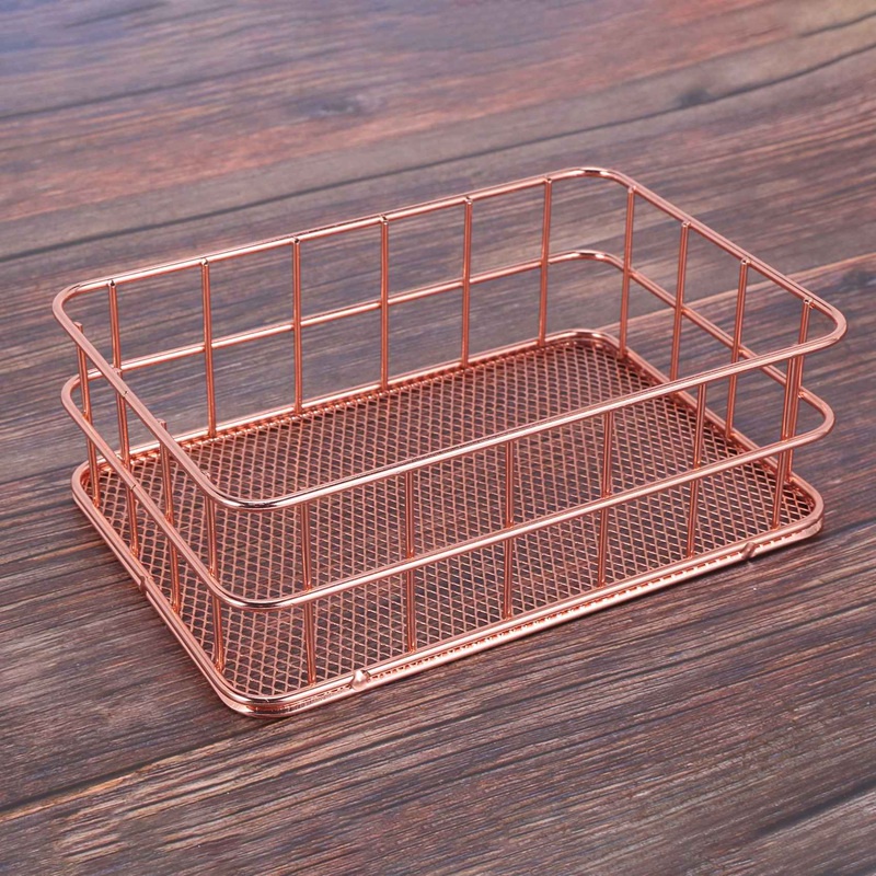 Giá Đỡ Bút / Cọ Trang Điểm Bằng Dây Kim Loại Màu Vàng Hồng