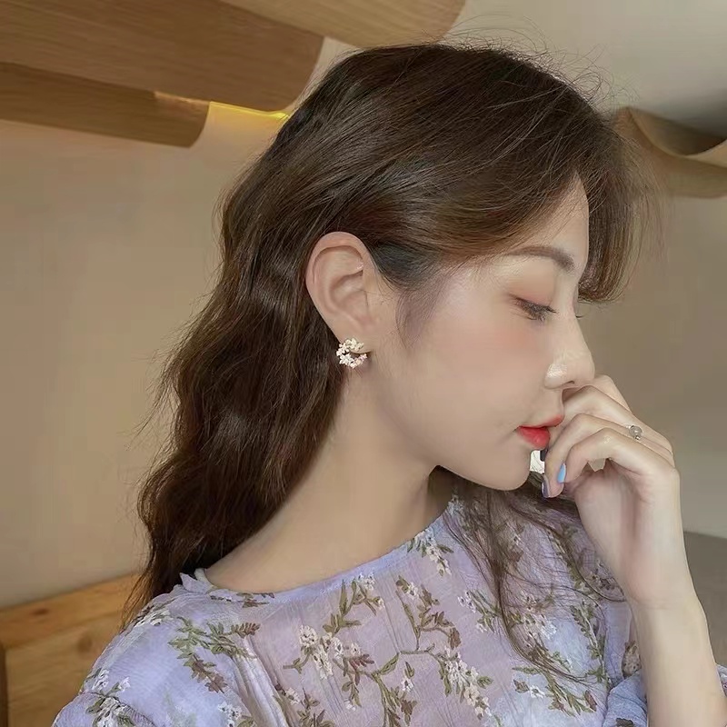 Bông Tai Hình Hoa Và Bướm Đính Đá Zircon Phong Cách Hàn Quốc Thời Trang Dự Tiệc Cưới Cho Nữ