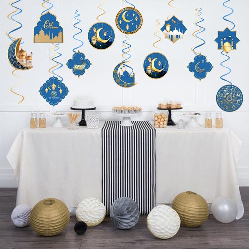 Set 12 Phụ Kiện Treo Trần Nhà Trang Trí Lễ Hội Ramadan Mubarak