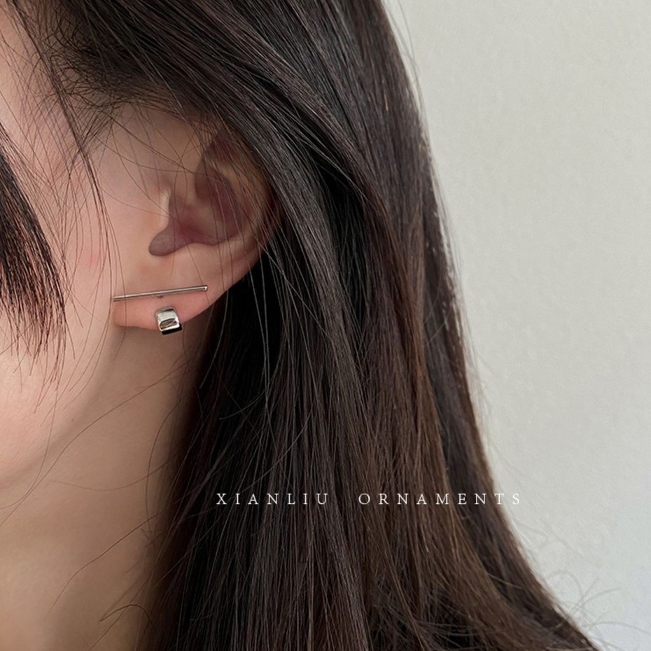 Khuyên tai chốt xỏ bằng bạc S925 phong cách Hàn Quốc thời trang cho nữ