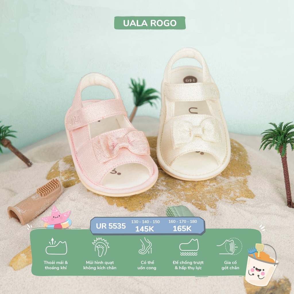 Dép tập đi UALA & ROGO nơ hồng vàng [ 5535 UalaRogo ]