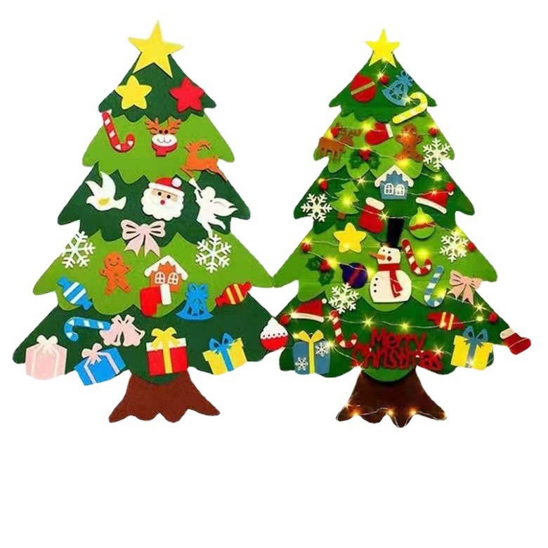 Cây thông noel giáng sinh vải dạ trang trí có  nhám dính cho bé tự trang trí không gian decor