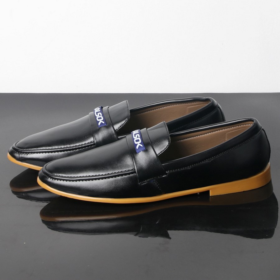 Giày lười nam đen đế vàng siêu bền đẹp GN336 Gấu Nâu | BigBuy360 - bigbuy360.vn