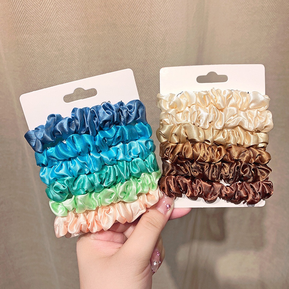 Dây Buộc Tóc Vải Satin Co Giãn Nhiều Màu Ngọt Ngào Cho Nữ