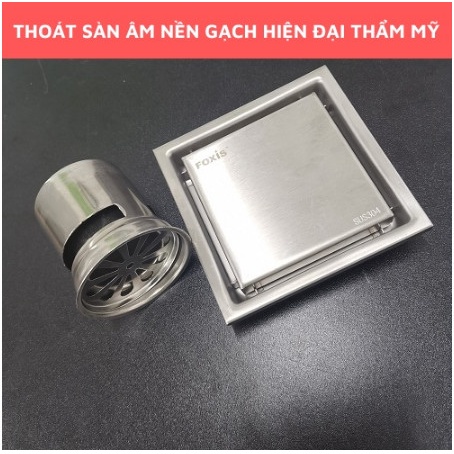 Ga Thoát Sàn Ngăn Mùi Inox 304 FOXIS T218, Phễu Thoát Sàn Nhà Tắm Đặt Âm Nên Gạch, Thoát Nước Nhanh, Ngăn Mùi