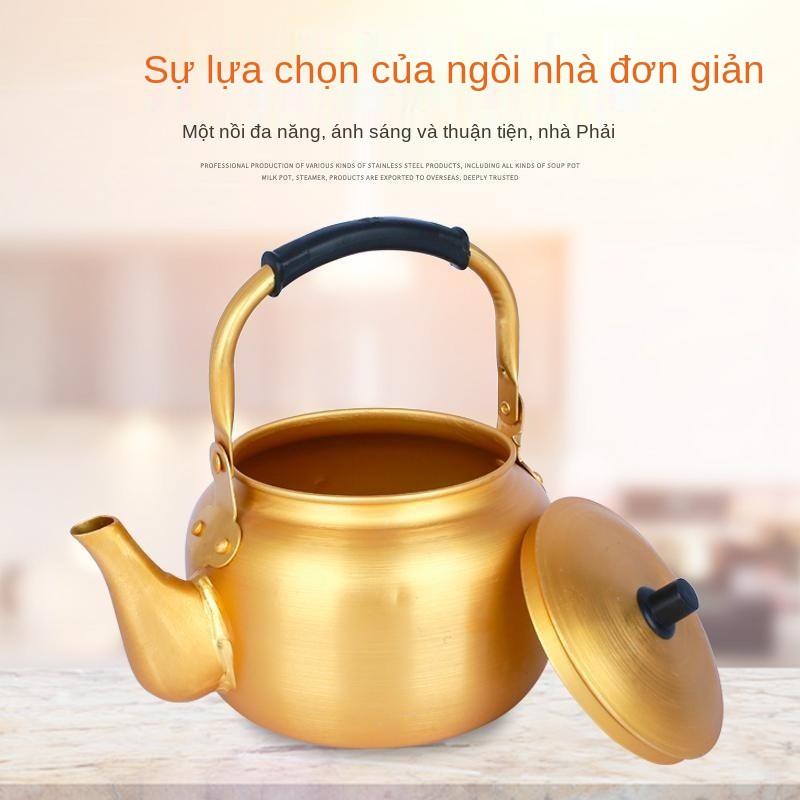 Ấm nhôm vàng, nhôm, trà nấu rượu gạo Hàn Quốc, rượu, đun nước dùng gas và dung tích lớn gia dụng