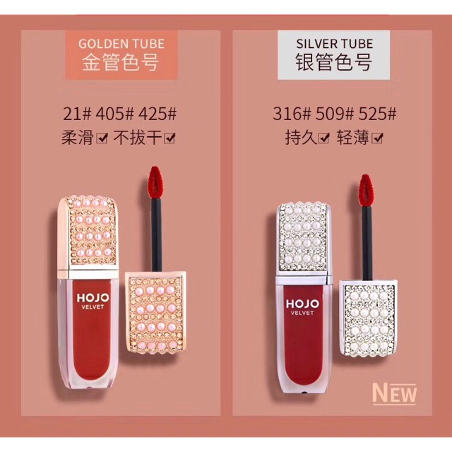 Son kem HOJO Velvet Matte Textur nắp gắn hạt sịn sò