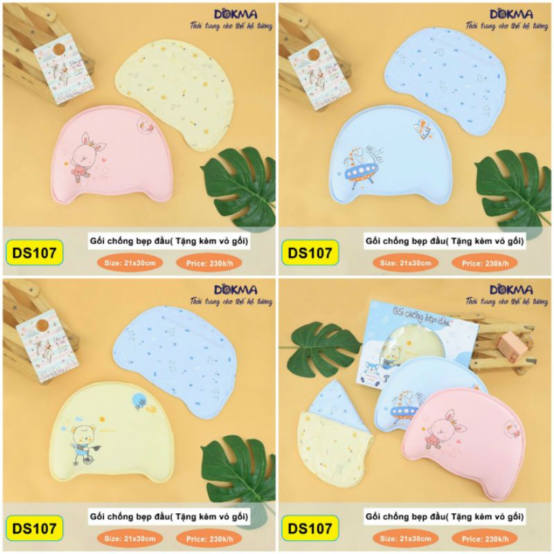 SƠ SINH DOKMA DS107 GỐI CHỐNG BẸP ĐẦU CAO SU NON TỰ NHIÊN (TẶNG KÈM VỎ GỐI)