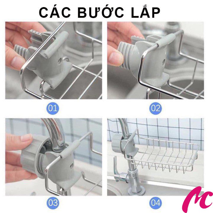 Giá Treo Vòi Inox Đựng Đồ,Giẻ Rửa Chén Bát Tiện Lợi_MC373