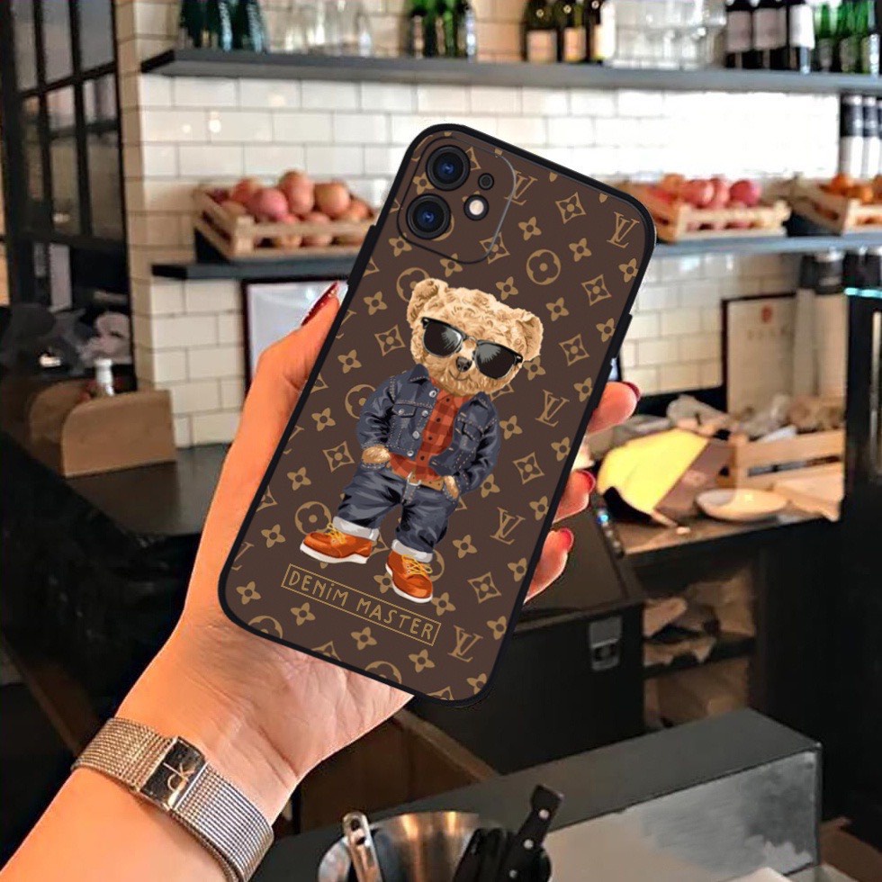 Ốp Lưng Iphone Cạnh Vuông, Bảo Vệ Camera Gấu PU Siêu Ngầu 7Plus,8Plus,x,xs,xsmax,11,11promax,12,12promax,13,13promax
