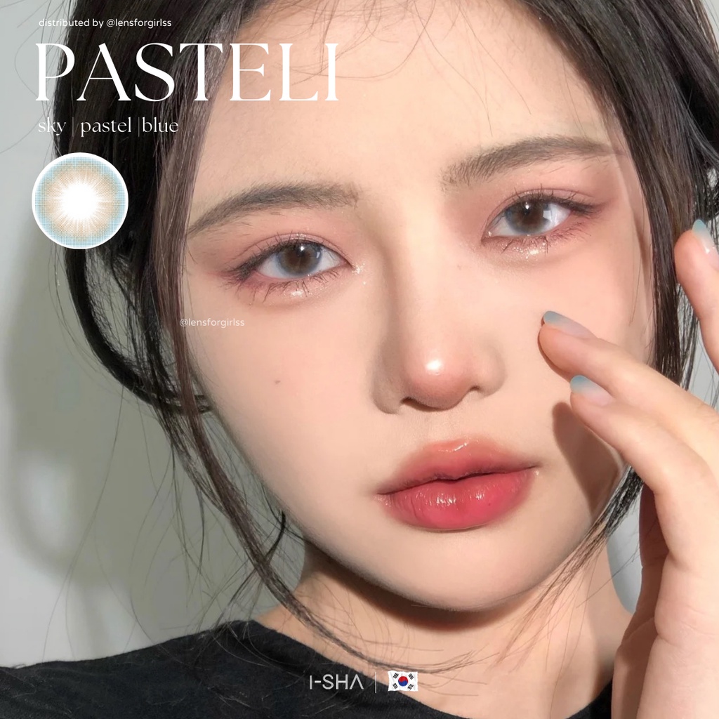 Kính áp tròng màu pastel trong trẻo phong cách nhẹ nhàng Hàn quốc Sugar Pasteli Sky Blue | Hsd 8-12 tháng | Lens cận