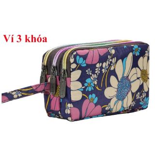 Ví vải chống thấm tiện ích,ví 3 khóa thời trang tiện dụng