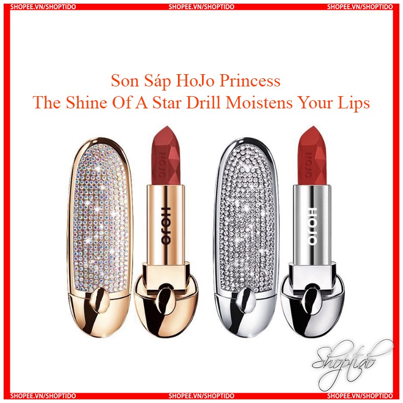 Son Thỏi HoJo Có Gương Soi Đính Đá Lấp Lánh Princess The Shine Of A Star Drill Moistens Your Lips No.8028