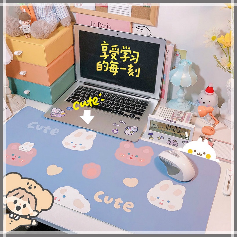 Miếng lót chuột da pu chống thấm nước chống trượt họa tiết hoạt hình dễ thương 660 x 300mm