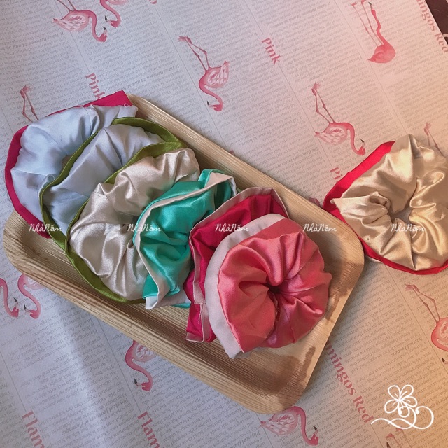 🎀 CỘT TÓC SCRUNCHIES VẢI PHI NHIỀU MÀU XINH XẮN - [Nhà Nấm handmade]