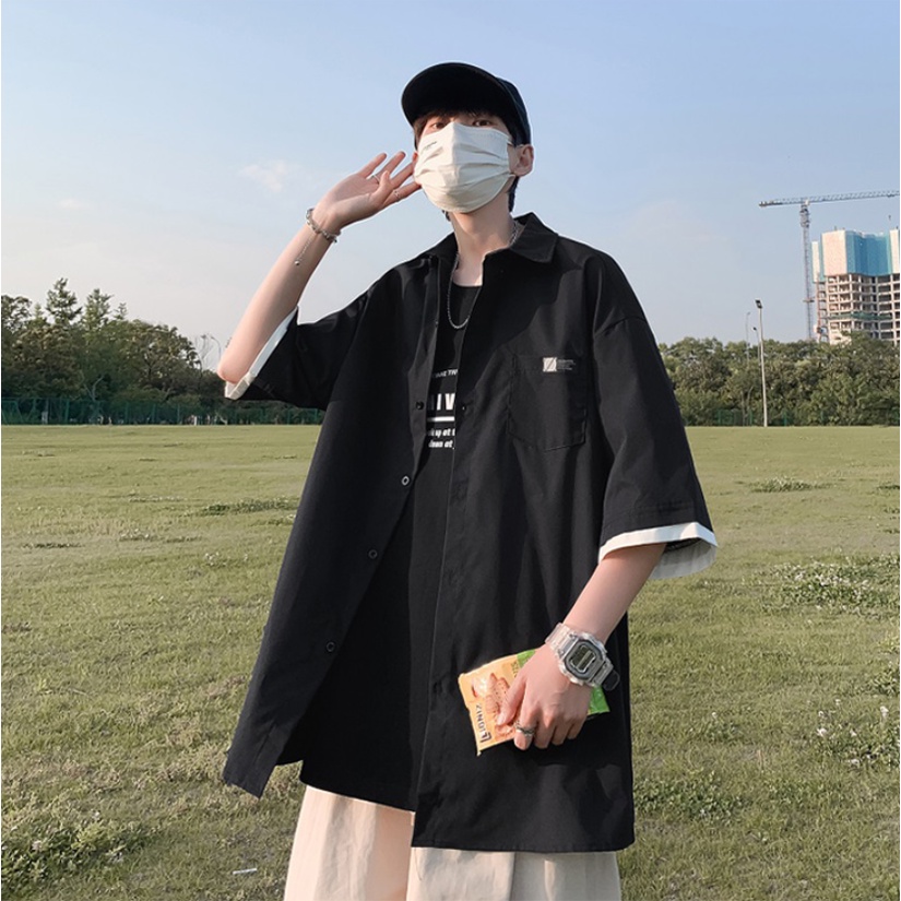 Áo sơ mi tay ngắn dáng lửng rộng áo sơ mi trắng thời trang sơ mi nữ form rộng phong cách hàn quốc áo sơ mi nam áo sơ mi nữ