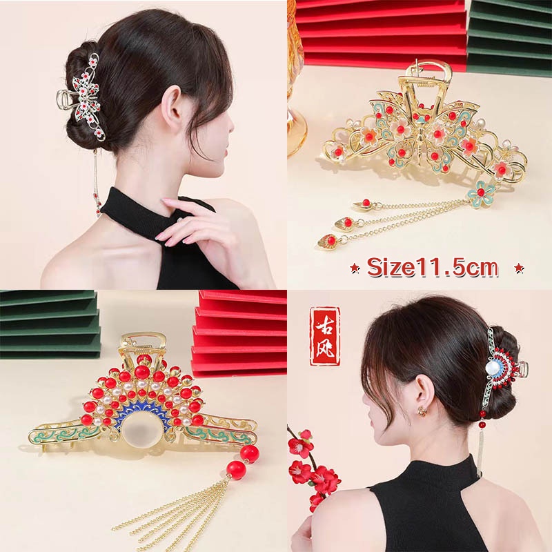 Kẹp Tóc Hình Bướm Đính Ngọc Trai Phong Cách Trung Hoa 2022 Thời Trang Cho Nữ