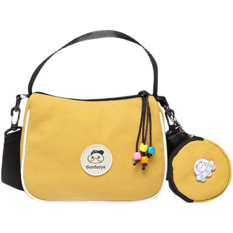 Túi đeo chéo vai IELGY chất vải canvas hình vuông đa năng có dây đeo bản rộng cho nữ