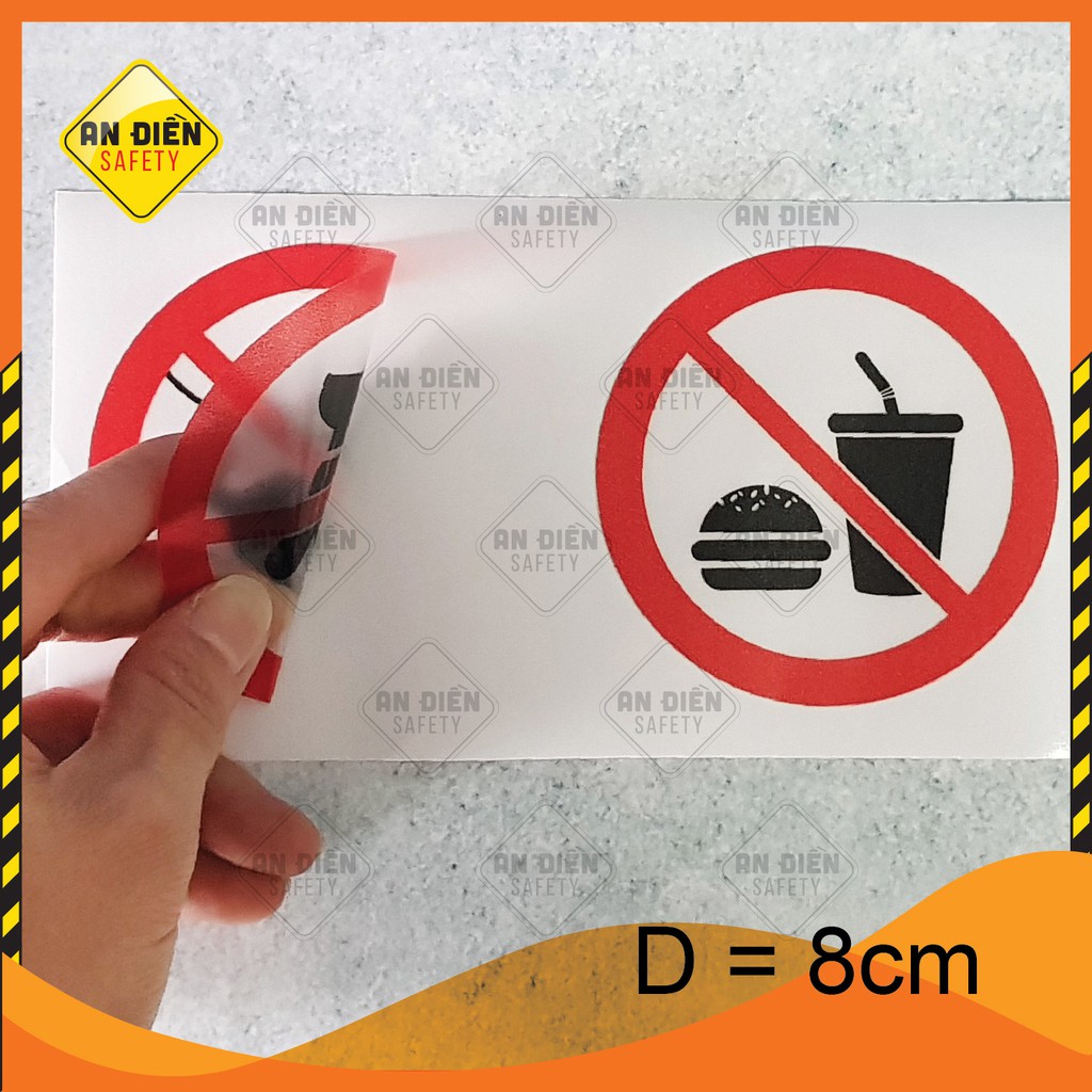 Bộ 6 Sticker bằng Decal dán Biển Báo No Smoking, Free Wifi, Push Pull, biển báo An Điền Safety