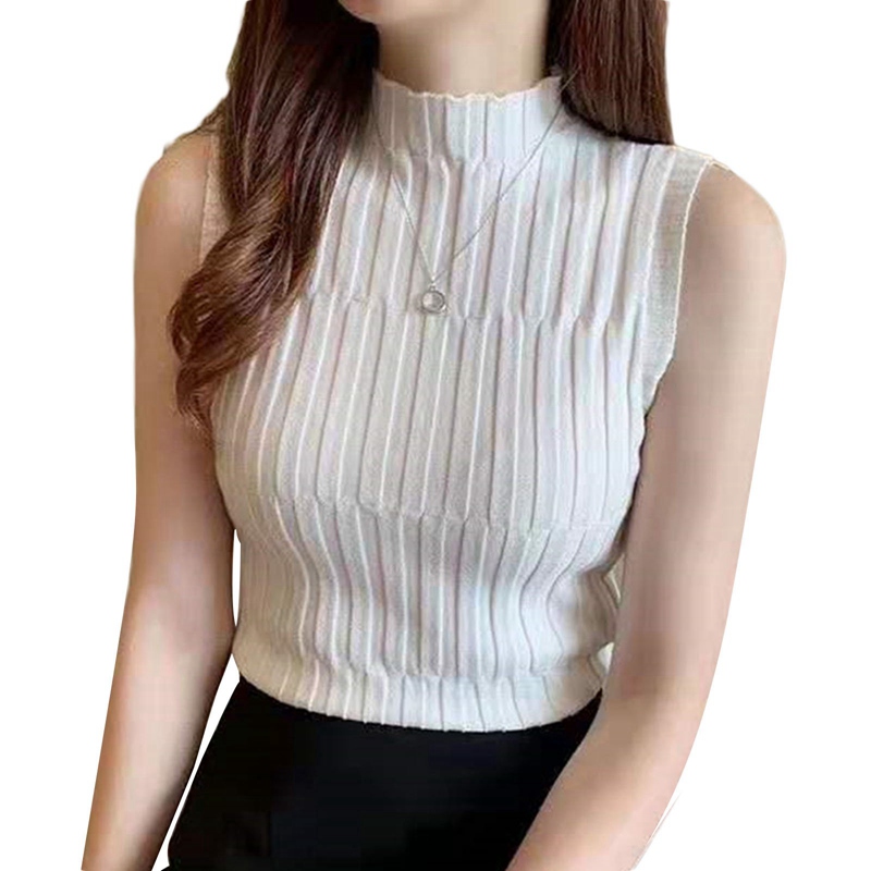 Áo len cổ lọ không tay thời trang phong cách cho nữ