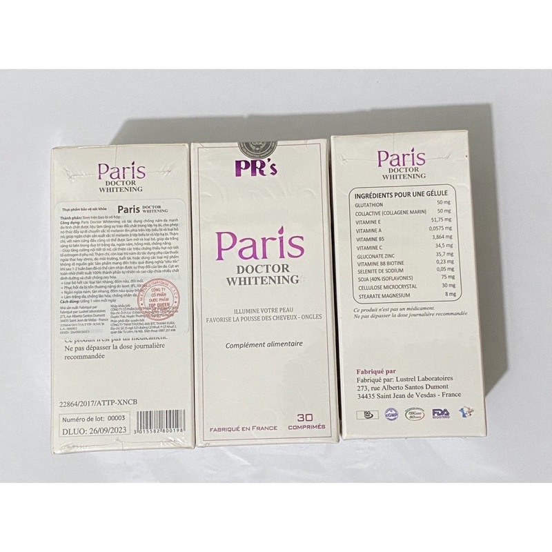 Viên uống trắng da, chống lão hóa và mờ thâm nám PARIS DOCTOR WHITENING