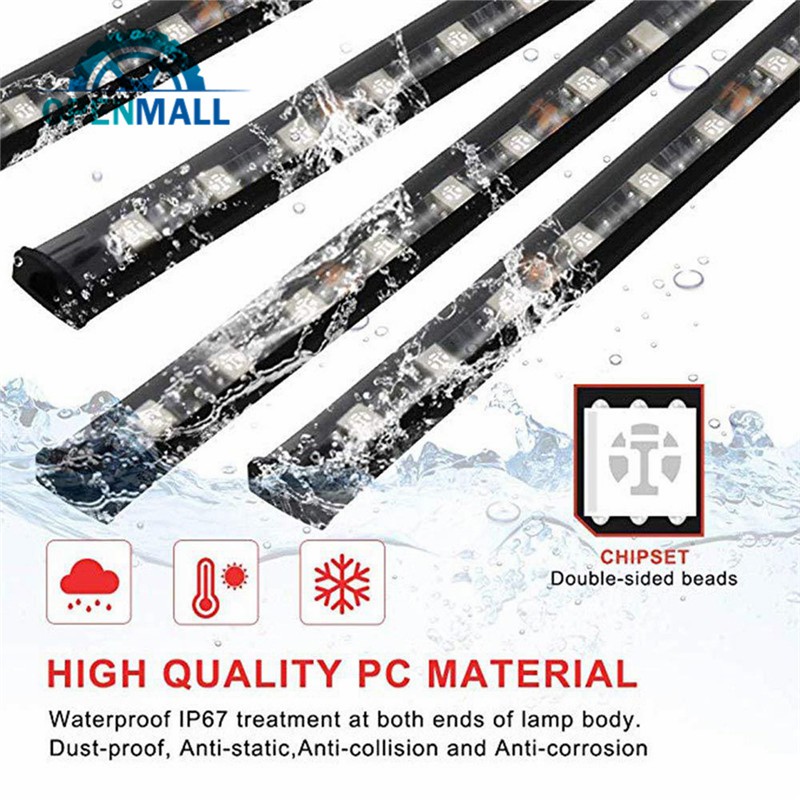 Set 4 dải đèn LED RGB trang trí nội thất xe ô tô kèm bộ điều khiển từ xa