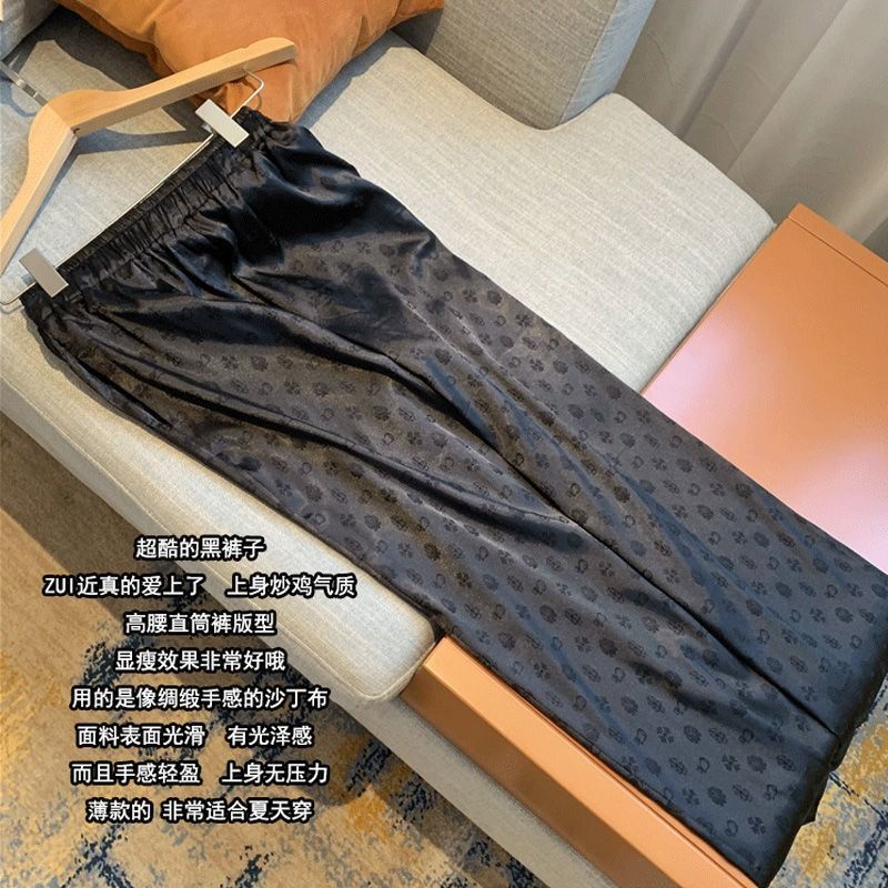 Jiashucheng Quần Dài Vải Lụa Satin Ống Rộng Dáng Suông Thời Trang Mùa Thu Cho Nữ