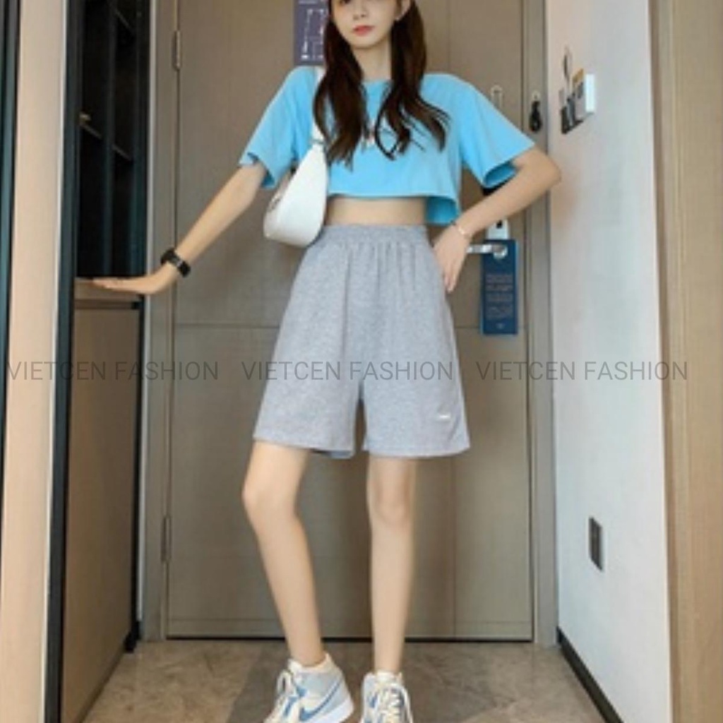 Quần đùi unisex LOGO short bazic cạp chun freesize 2 màu Đen Xám mềm mát thể thao ulzzang CUTEZOO