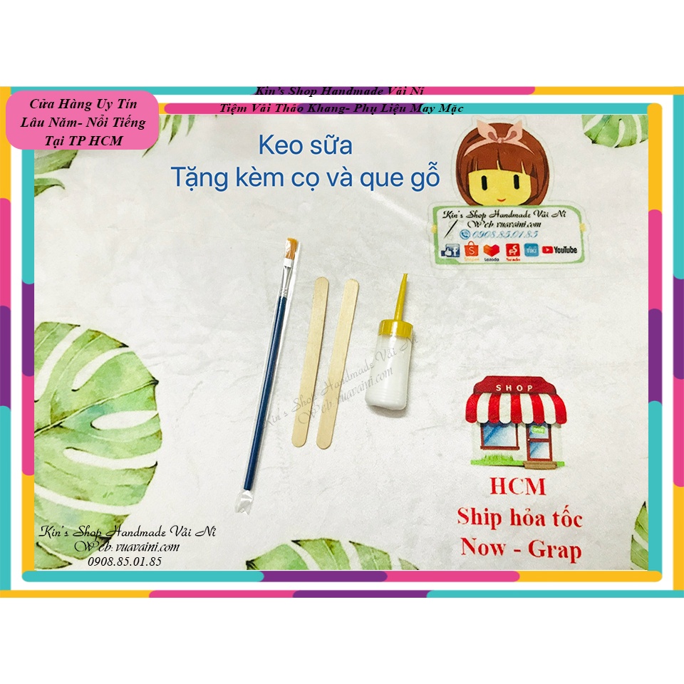 KEO SỮA KÈM CỌ VÀ QUE GỖ dùng quết keo dễ dàng chuyên dùng làm đồ handmadelàm slime, dán giấy, ứng dụng nhiều trong