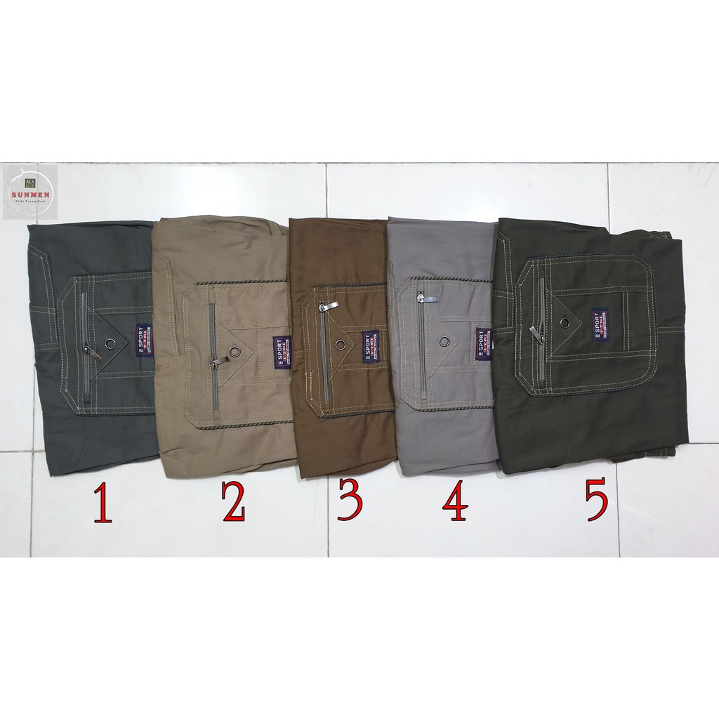 [HCM] Quần Short Nam Kaki Lụa Cong Túi Hộp Lưng Thun Co Giãn From Rộng Trung Niên Có Túi Khóa Kéo SUNMEN Size Từ 50-90kg