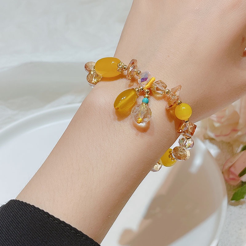 Vòng Tay Đá Mã Não Thiết Kế Đơn Giản Phong Cách Retro Kiểu Mới Cho Nữ