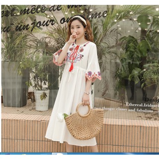ĐẦM BẦU VÁY BẦU CÔNG SỞ THÊU PHONG CÁCH DÂN TỘC