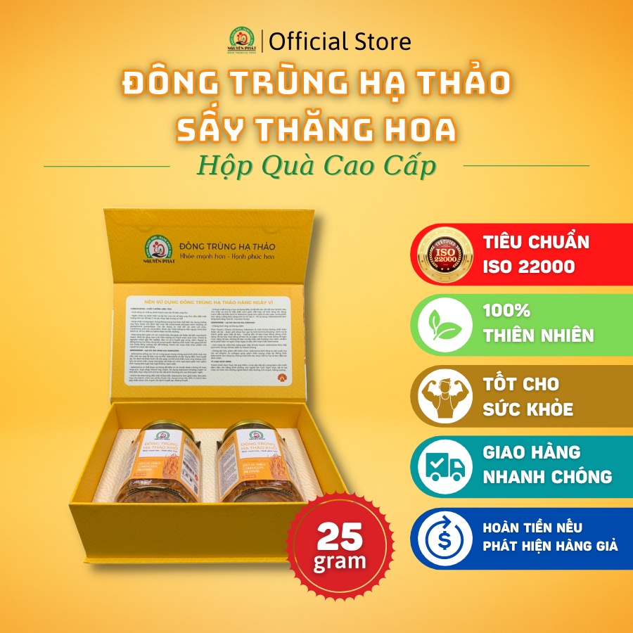 Mua 2 tặng 1 TỎI ĐEN - Quà tặng cao cấp 💛 FREESHIP 💛 Hộp quà Đông Trùng Hạ Thảo sấy thăng hoa Nguyên Phát hộp 25 gram