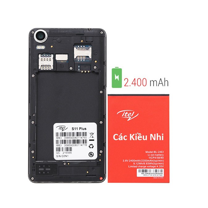 Pin iTel A13 A31 A40 | A41 | A41 Plus | A43 A44 | A44 Pro | A46 | A52 | BL-24Ei 2000mAh 3.7V 6.29Wh zin