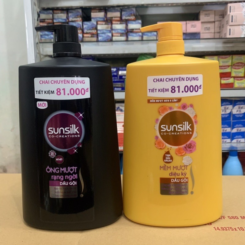 DẦU GỘI SUNSILK chai to 1,4kg có 2 mầu vàng và đen