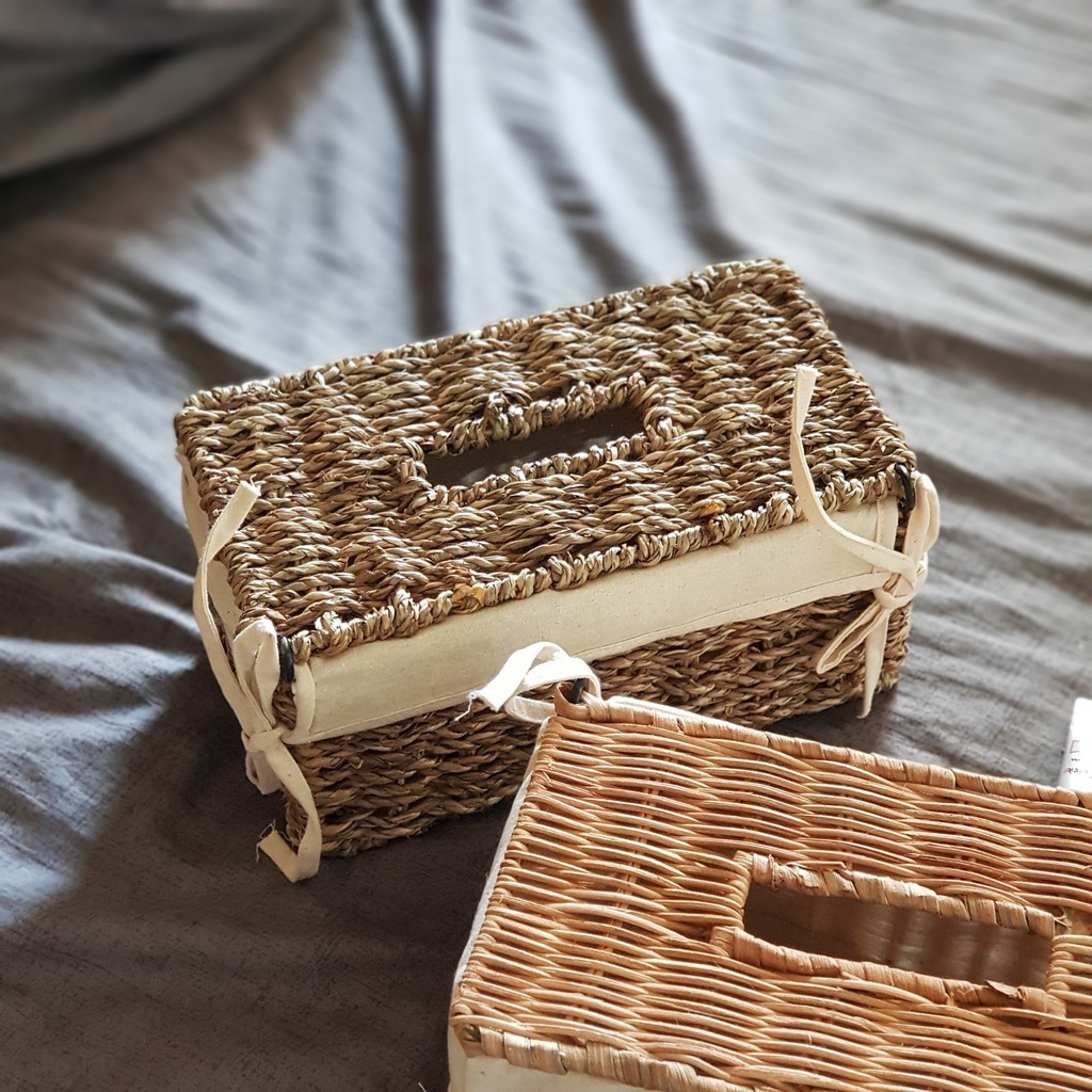 Hộp đựng khăn giấy vintage bằng mây