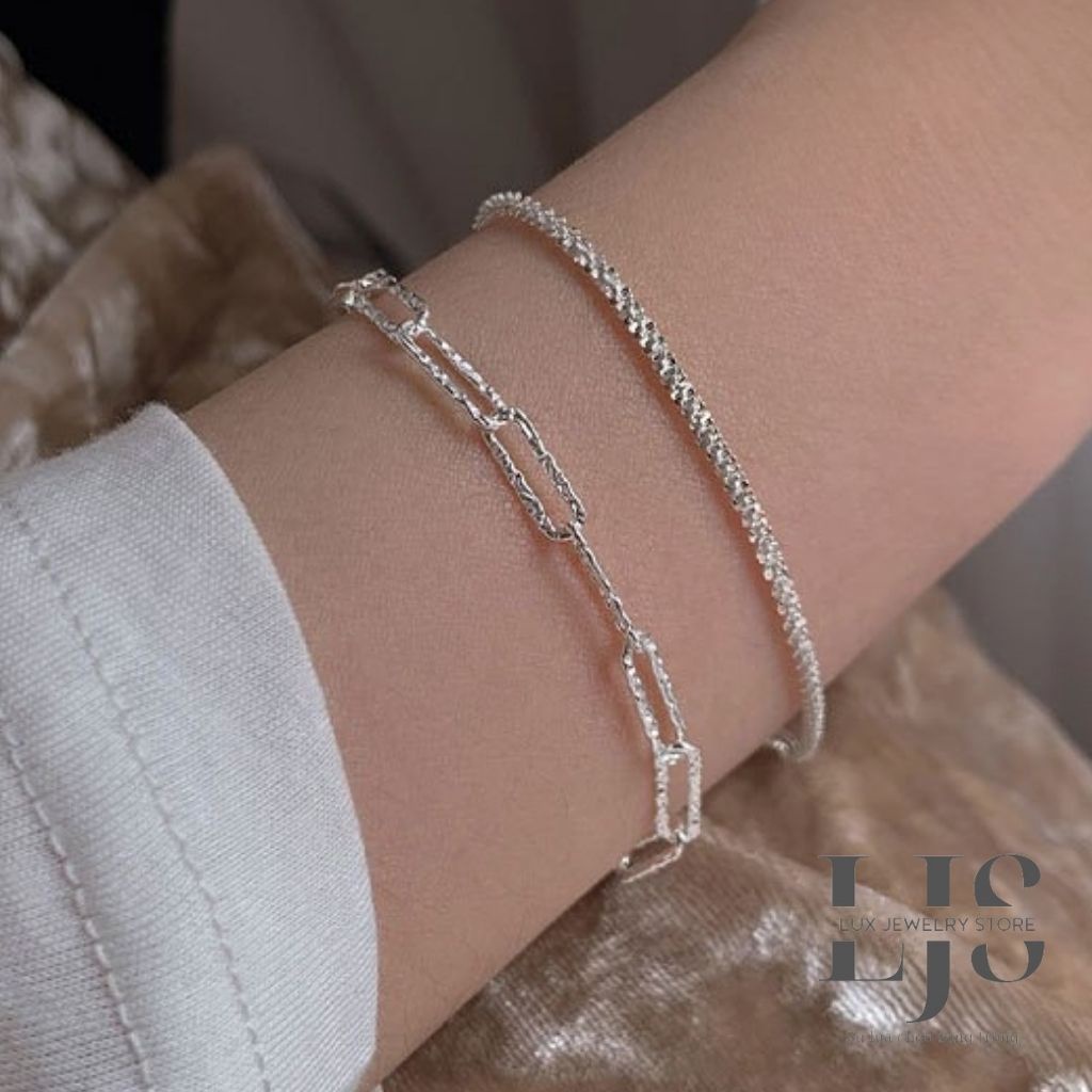 Lắc tay mạ bạc không gỉ Lux Jewelry, vòng tay nữ thời trang hàn quốc - LUX776