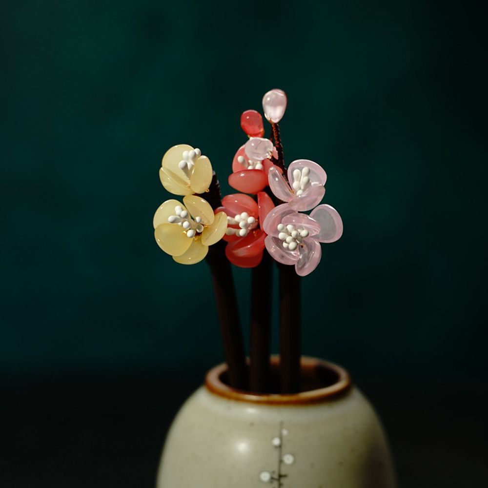 Trâm cài tóc hình hoa bằng gỗ phong cách Trung Hoa cổ điển