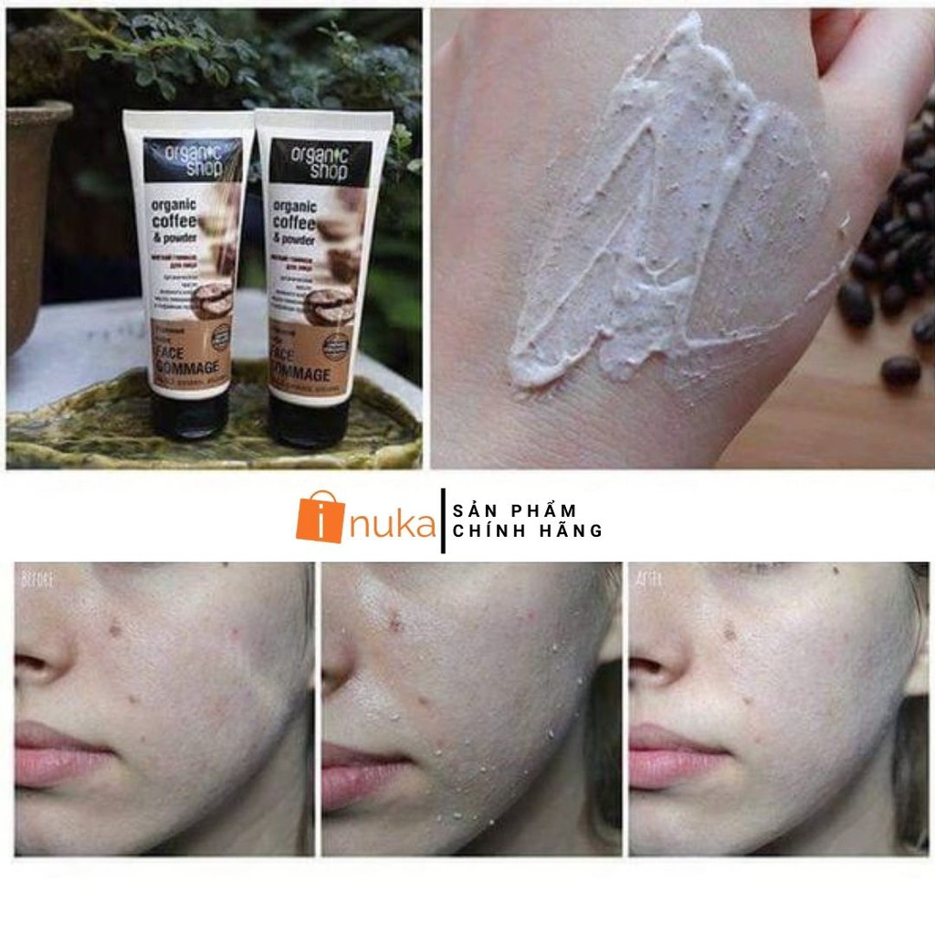 [100%-Hàng Auth] Tẩy tế bào chết da mặt Organic Shop chăm sóc da mặt dịu nhẹ tái tạo trắng da mặt (75ml). | BigBuy360 - bigbuy360.vn