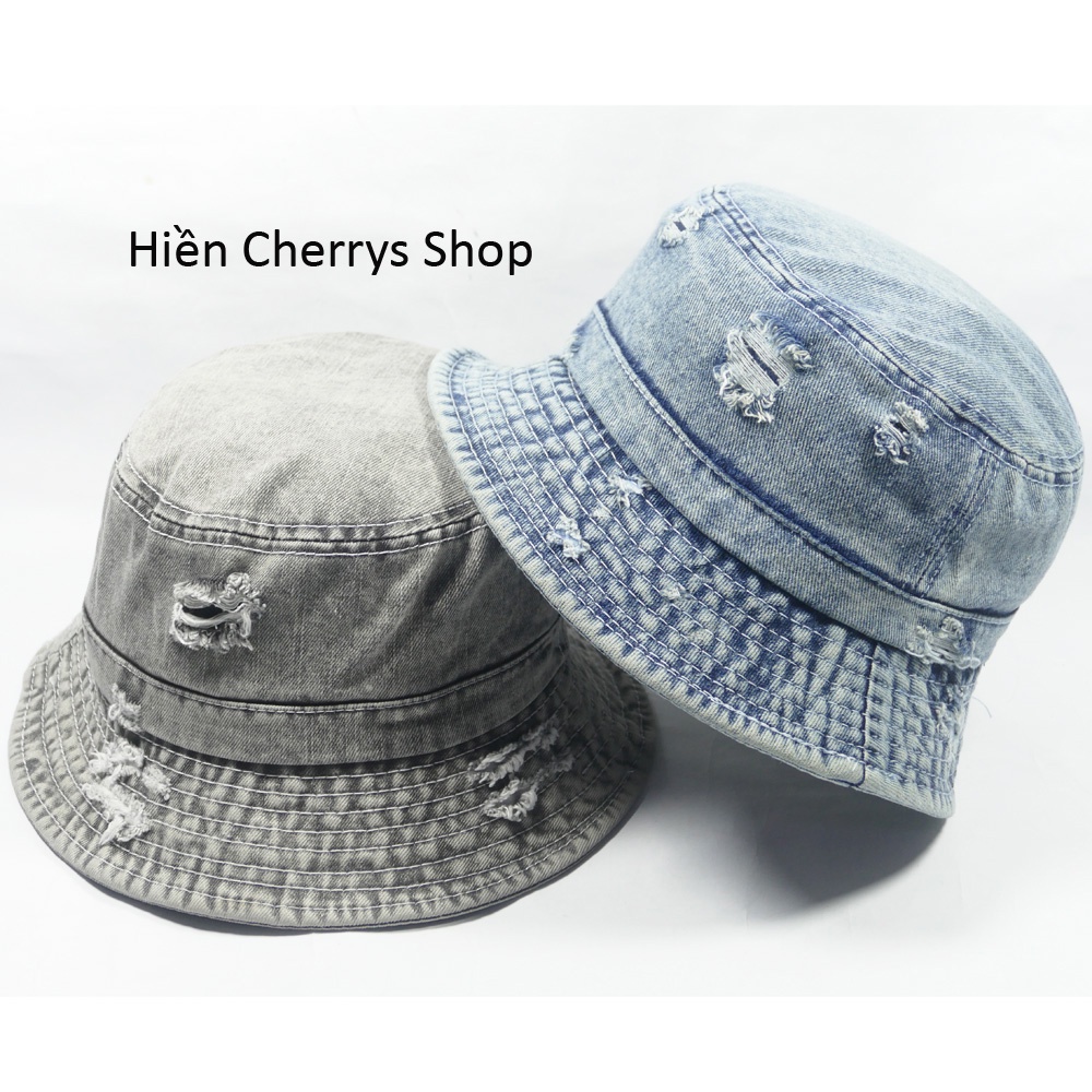Nón tai bèo ,nón bucket Jeans hàn quốc - Mũ vành Jeans rách cực chất thời trang nam nữ hot teen